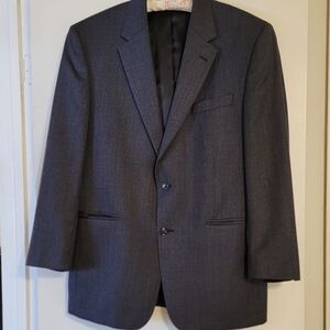 Joseph A. Bank Wool Cashmere Charcoal Gray/Black hounds tooth Blazer Jacket 42R